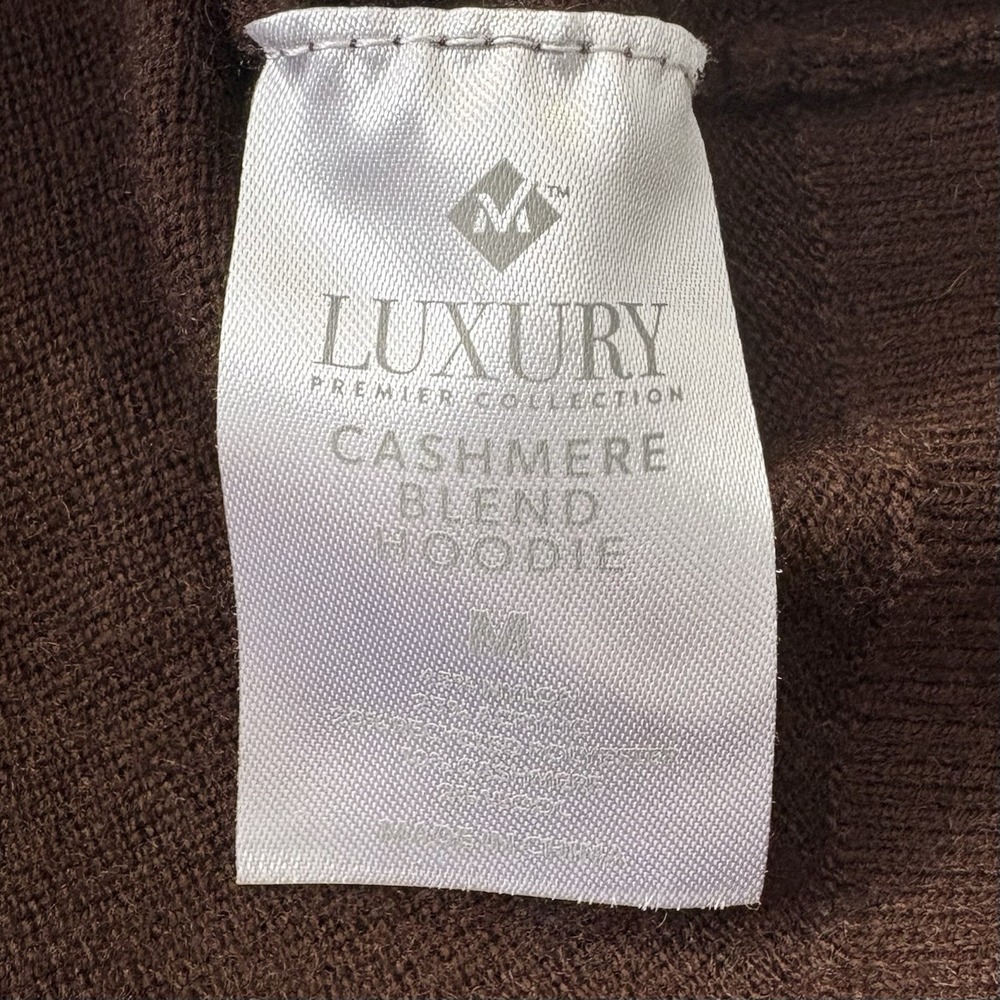 Members Mark Luxury Collection Cashmere Blend Hoodie Medium Brown Soft Classic - Picture 5 of 5